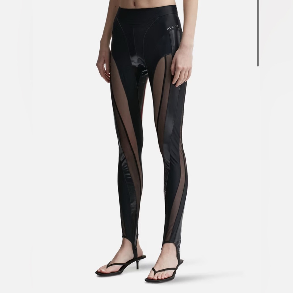 MUGLER Glossy Sheer Leggings Size: 36 (small)